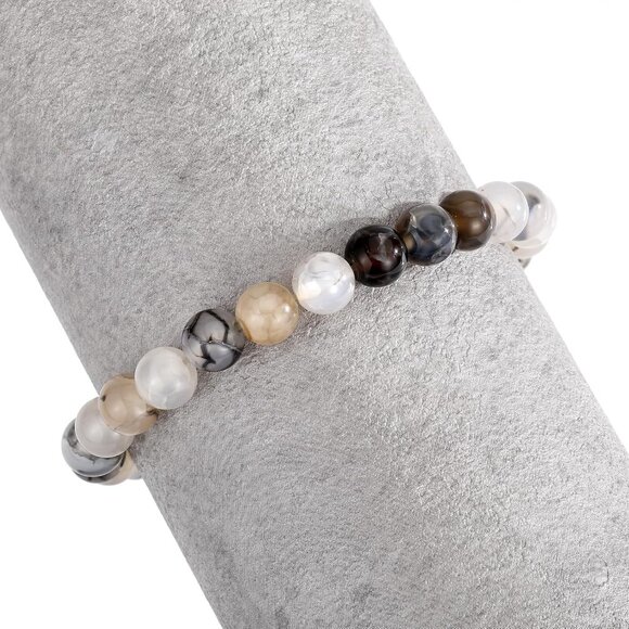 Mens Beaded Bracelets Couples Matching Bracelet Set Matte Lava Rock Beads - Picture 3 of 6